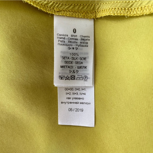 Forte Forte La Seta Chartreuse Yellow Long Sleeve Blouse 100% Silk Size 0 US XS - Picture 7 of 8